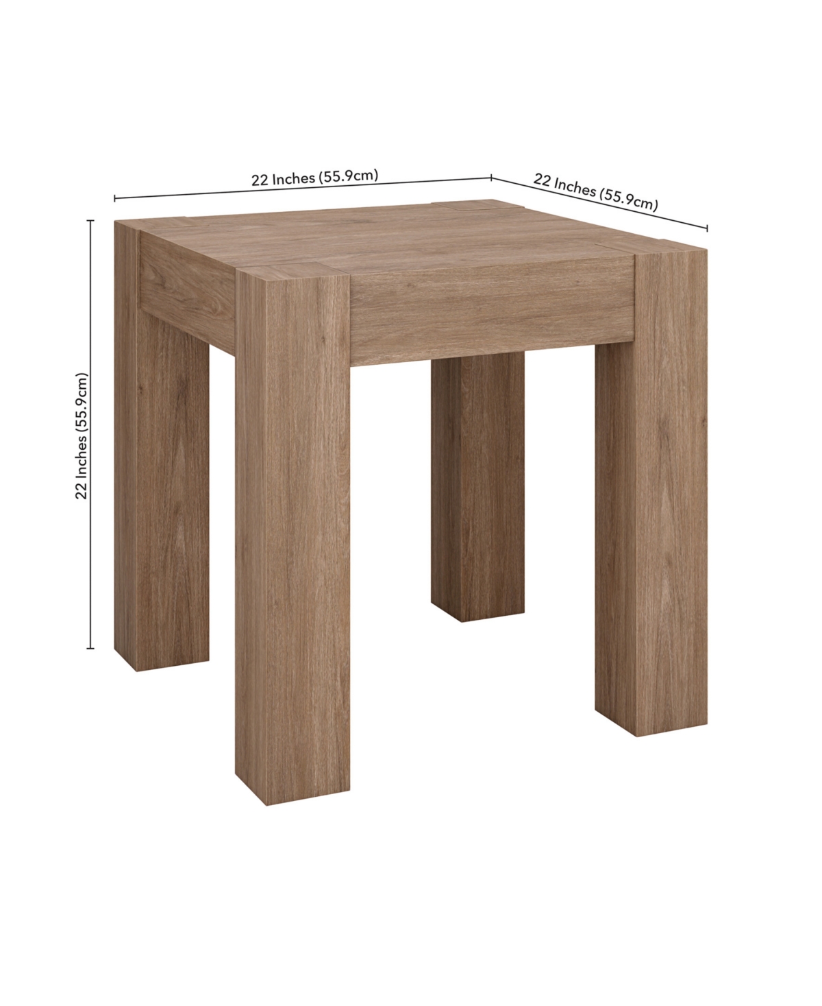 Hudson & Canal 22" Langston Wide Square Side Table In Antiqued Gray Oak