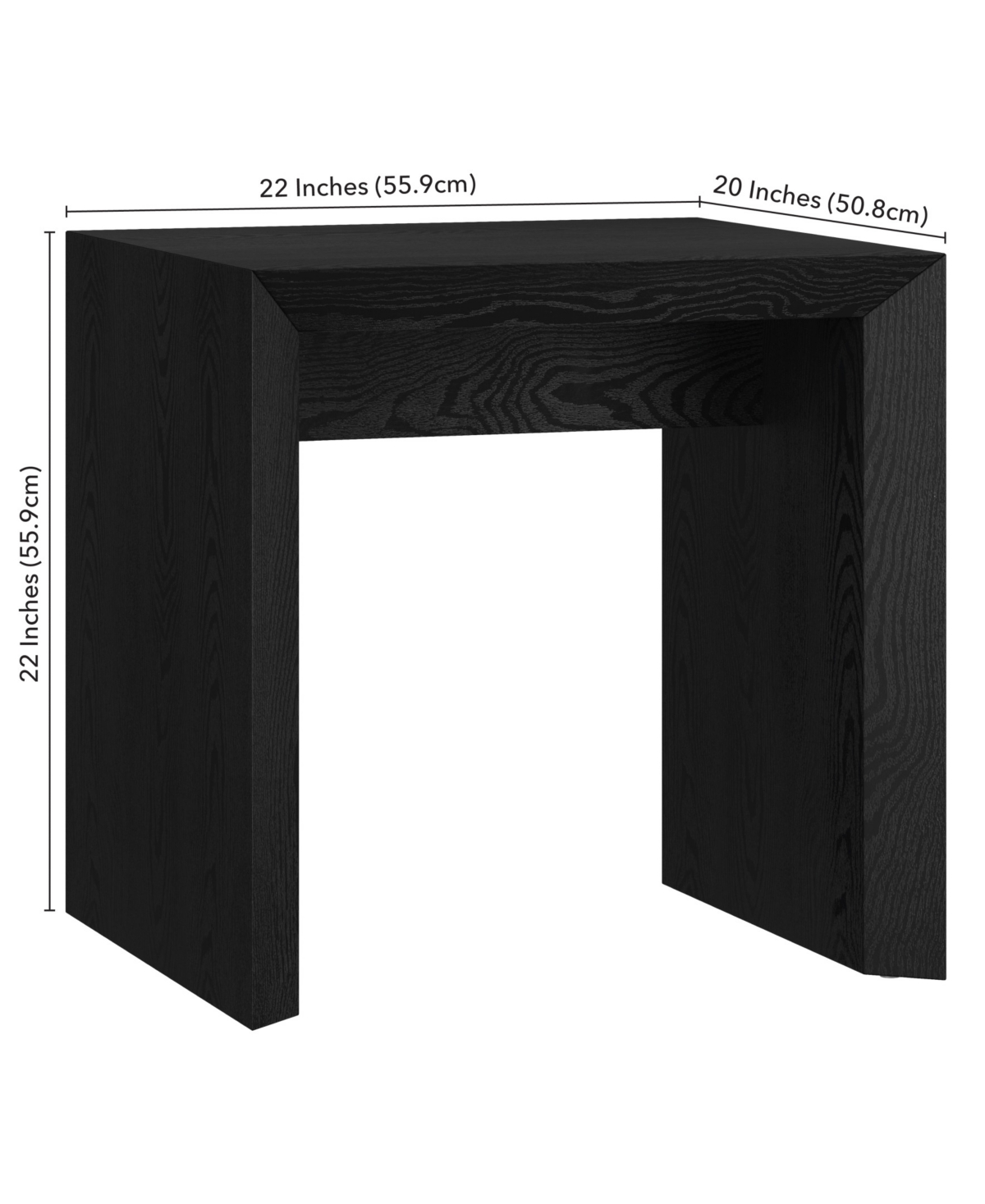 Hudson & Canal 22" Oswin Wide Rectangular Side Table In Black Grain