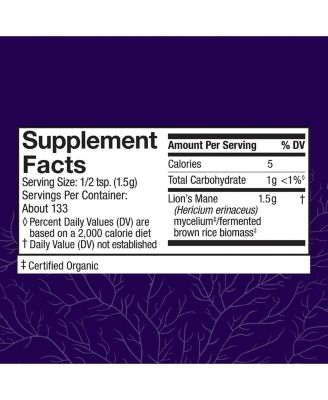 Lion's Mane Powder - Brain Health Support Supplement - Mushroom Supplement to Support Focus & Memory Function - Immune & Nervous System Support Supplement