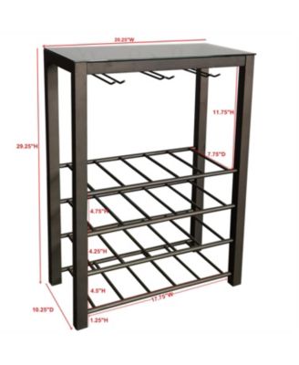 Freestanding Floor Wine Rack Storage Table - Hold 20 Bottles with Glasses Holder