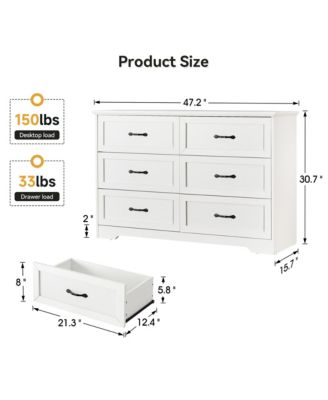 6-Drawer Wood Closet Organizer Dresser with Storage