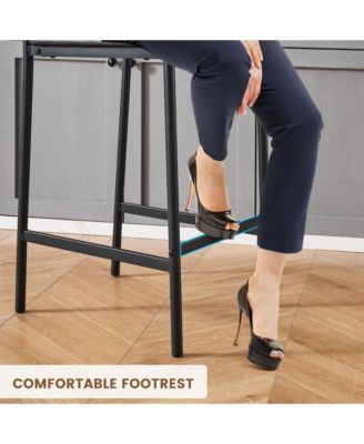 Bar Stools Set of 2, Kitchen Barstools with Footrest and Back, PU Leather Counter Height Bar Stools with Footrest