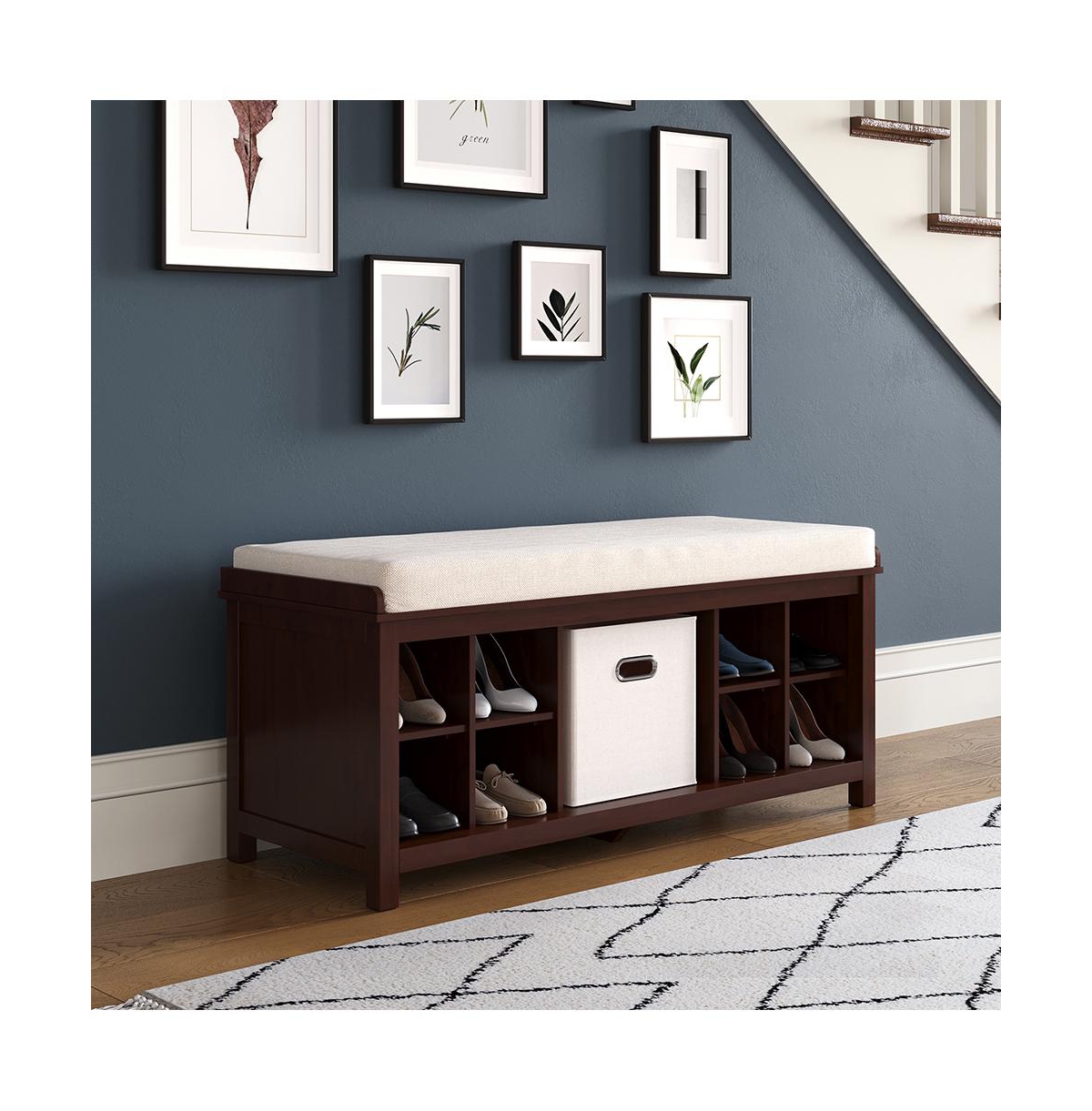John Louis Home Solid Wood Entryway Bench - 1 Bins & 2 Shoe Divider