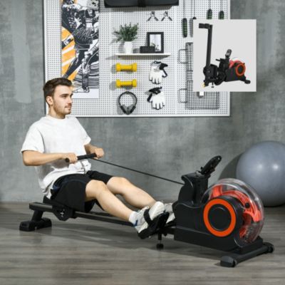 Foldable Water Rowing Machine with Wheels for Home Gym,