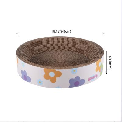 Daisy 18.13" Modern Cardboard Bowl Cat Scratcher with Catnip, White/Multi (Set of 2)