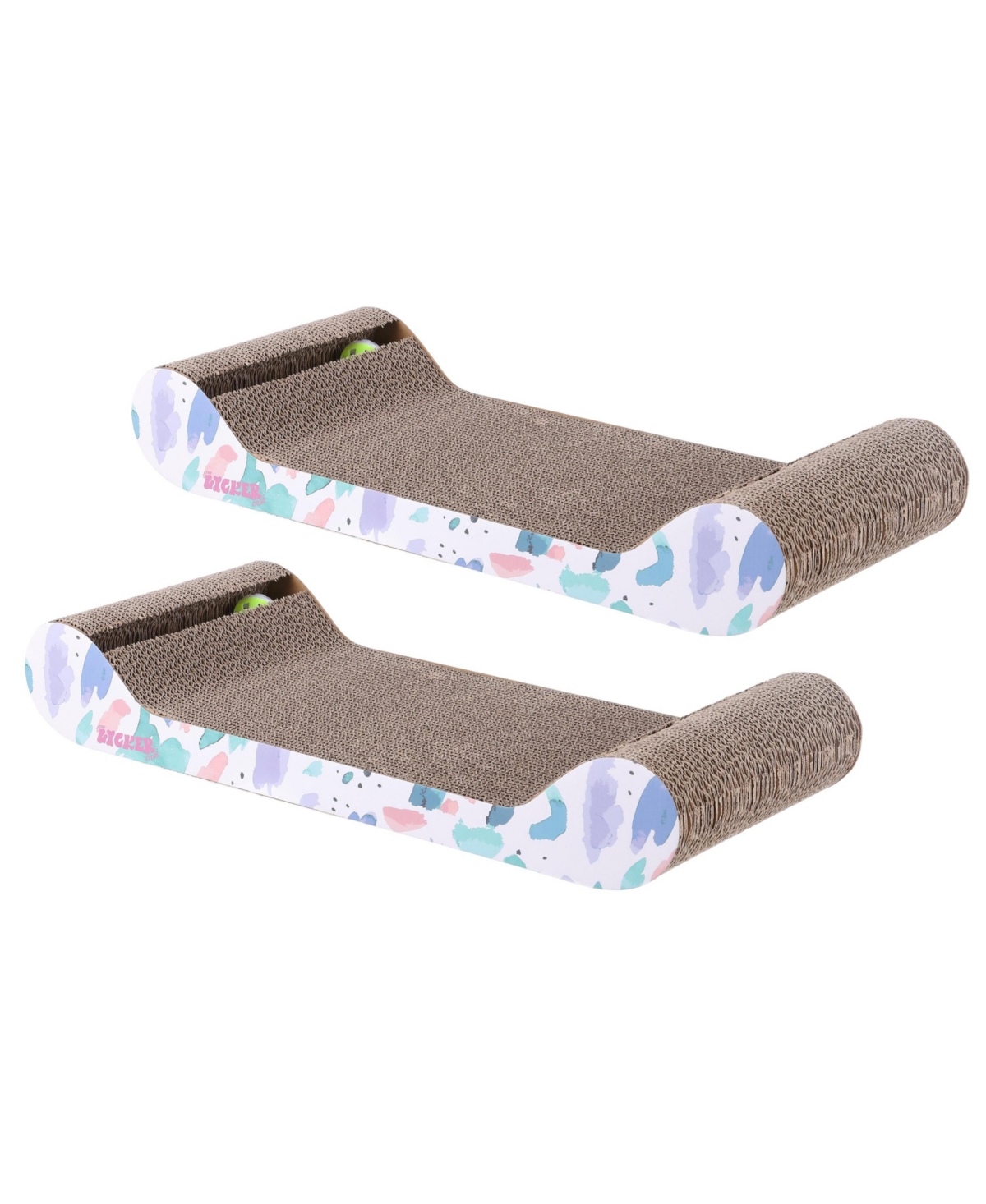 Rini 23.75&#x22; Modern Cardboard Lounge Bed Cat Scratcher with Built-In Bell Toys and Catnip - Black/white