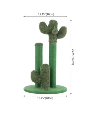 Marfa Modern Jute Triple-Cactus Cat Scratching Post with Fuzzy Toy
