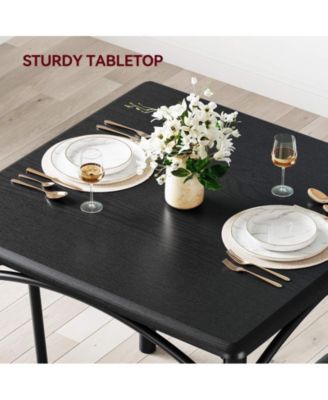 3 Piece Dining Set for 2 Upholstered Cushion Chairs Rectangular Table Space Saving Design