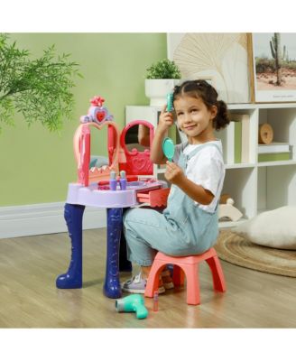 Kids Vanity Set w/ Mirror and Stool, Music, Light, Drawer, Multicolor