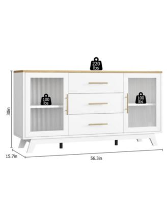 Coffer Bar Cabinet with 2 Doors,Sideboard Buffet Cabinet with 3 Drawers,Large Storage Cabinet for Kitchen Dining Room Living Room