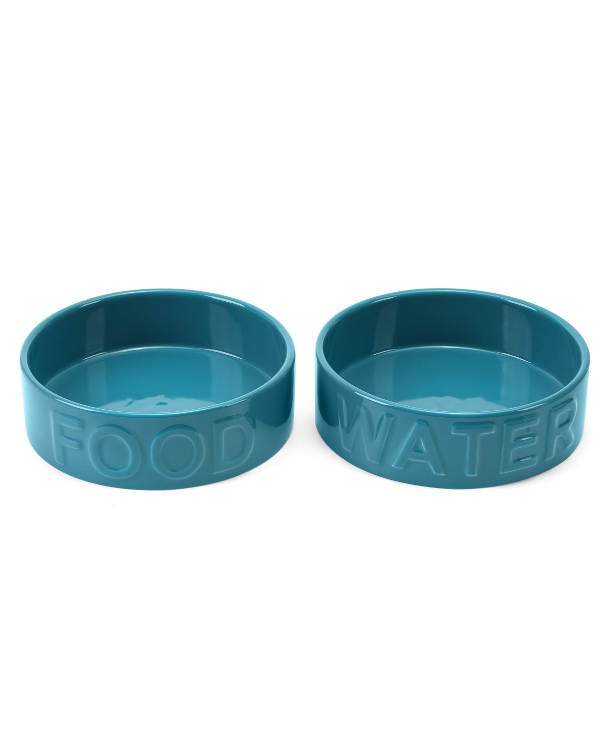 Set of two Classic Collection ceramic food and water pet bowls - Blue