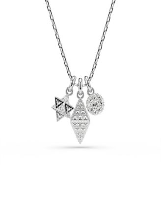 Round Cut, Sphere and Cube, White, Rhodium Plated Dextera Pendant Necklace