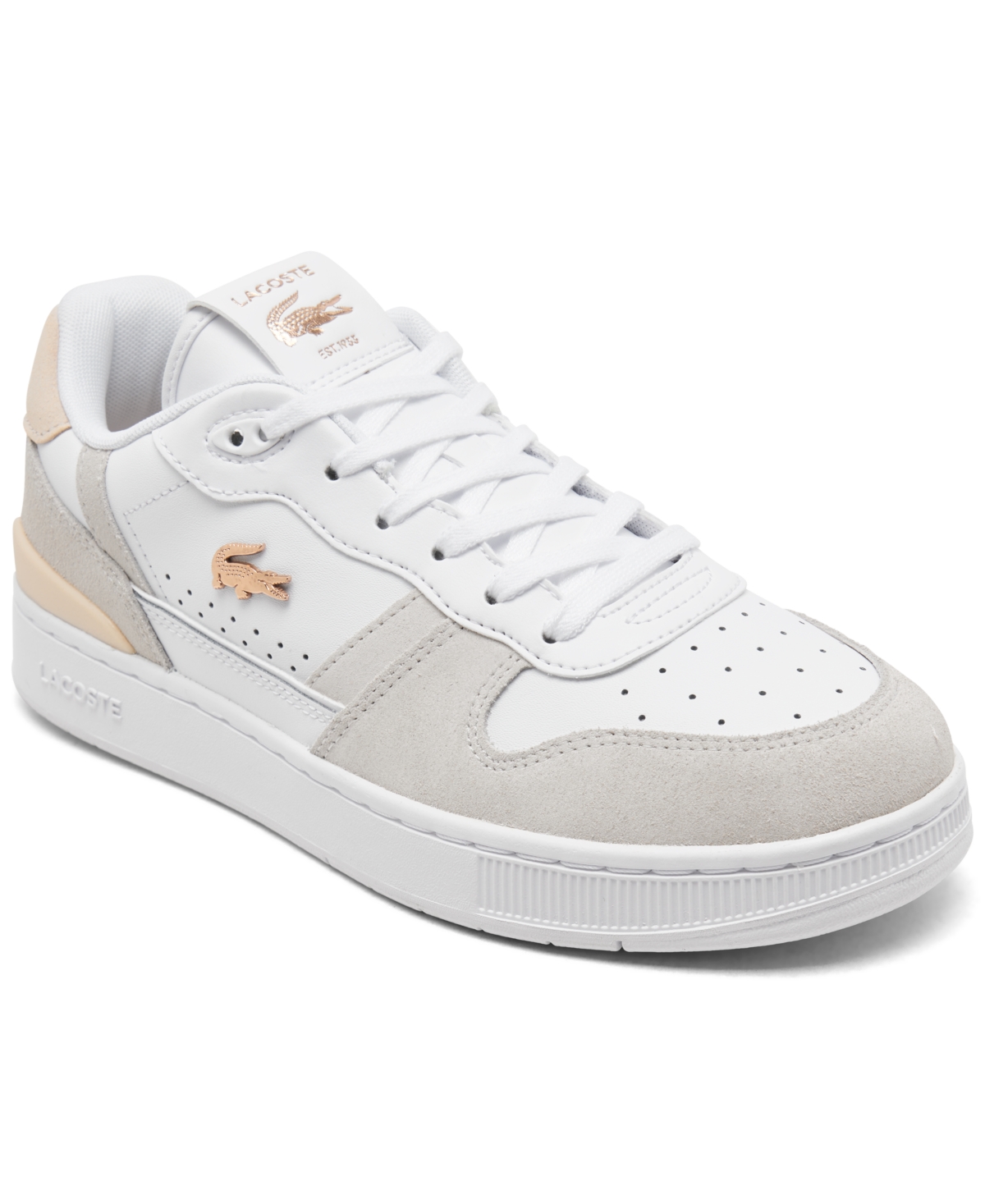 Lacoste Women s T Clip Set Casual Sneakers from Finish Line White Light Pink Smart Closet