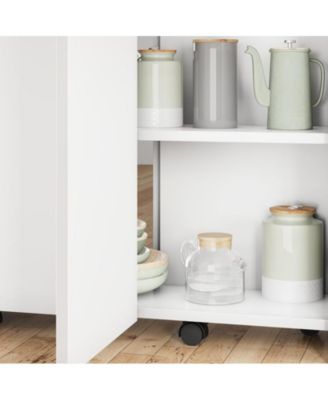 Folding Dining Table, Drop Leaf Dining Table with 6 Wheels and 2-Layer Storage Shelf, Space Saving Dining Table for Small Spaces Collapsible Expandable Rectangle for Dining/Kitchen Room