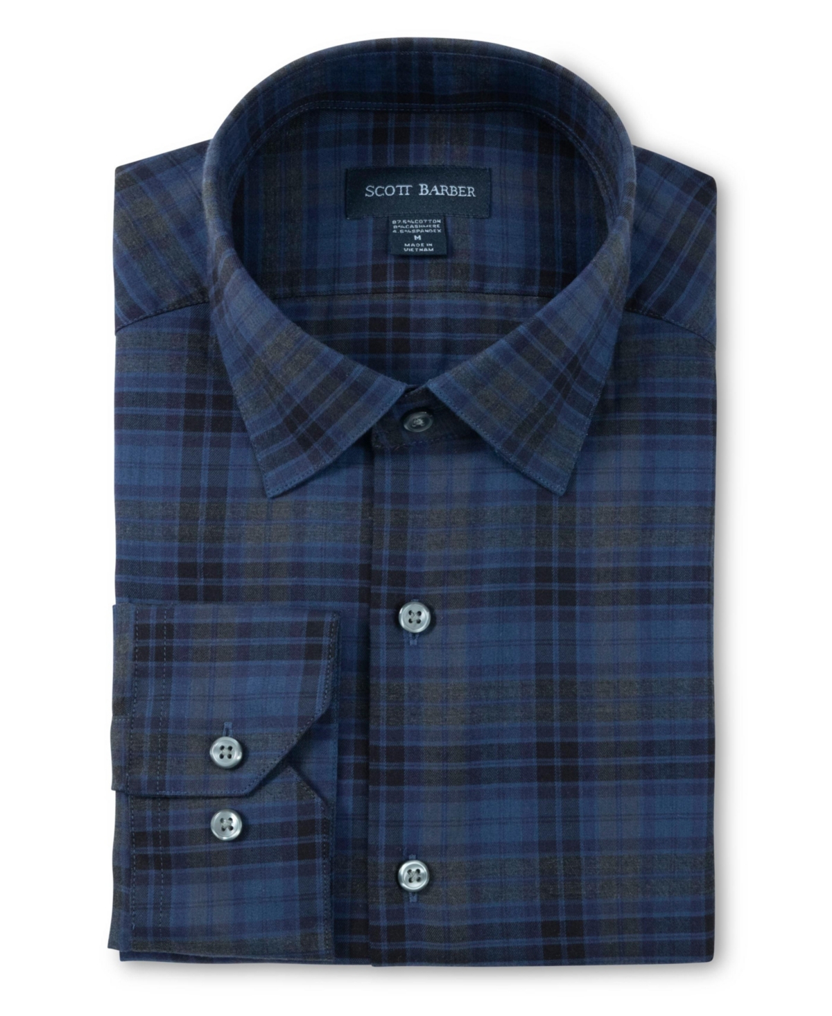 Scott Barber Men's Stretch Cotton/Cashmere Plaid