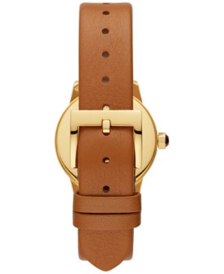 Tory Burch Women's Gigi Luggage Leather Strap Watch 28mm