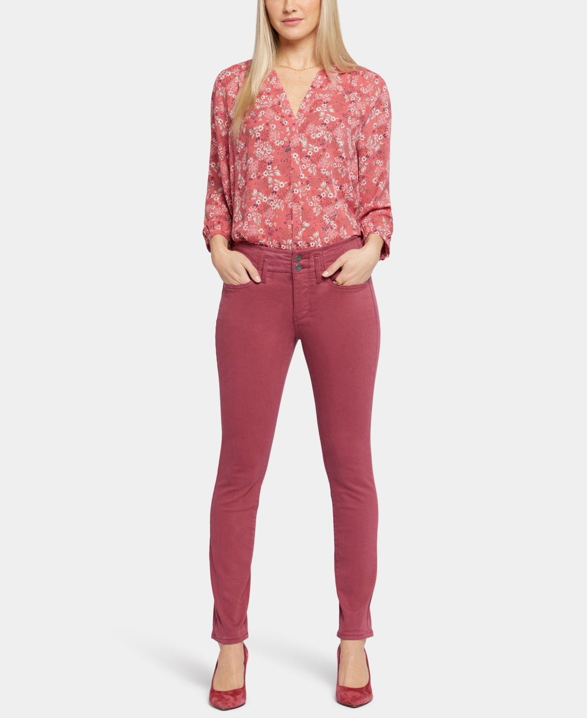 Nydj Women's Ami Skinny Hollywood Waistband Jeans In Cranberry Pie