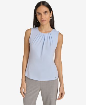 Calvin Klein - Women's Pleated-Neck Sleeveless Top