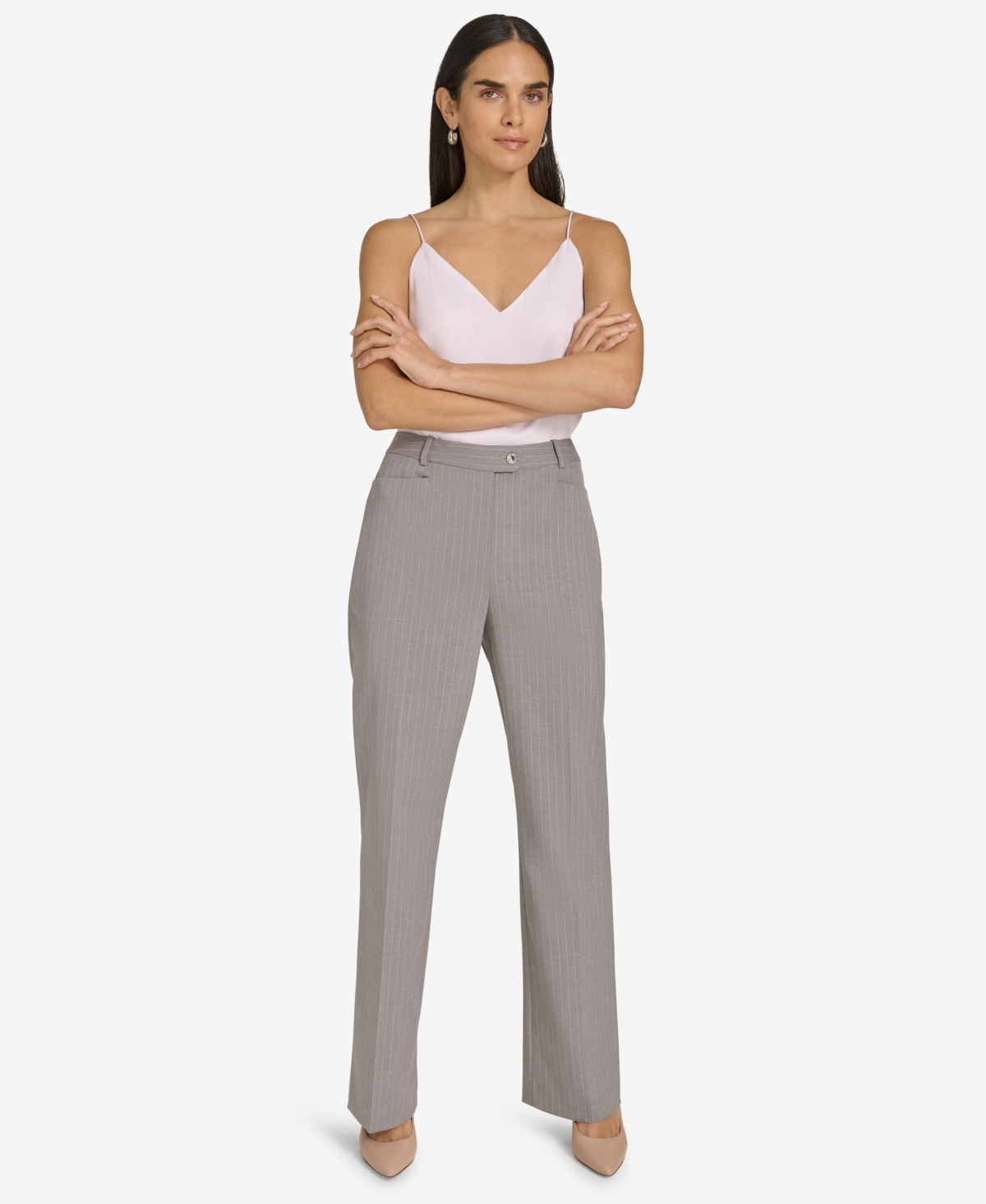 Calvin Klein Women's Pinstripe Straight-Leg Pants