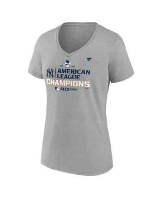 Women's Heather Gray New York Yankees 2024 American League Champions Locker Room V-Neck T-Shirt