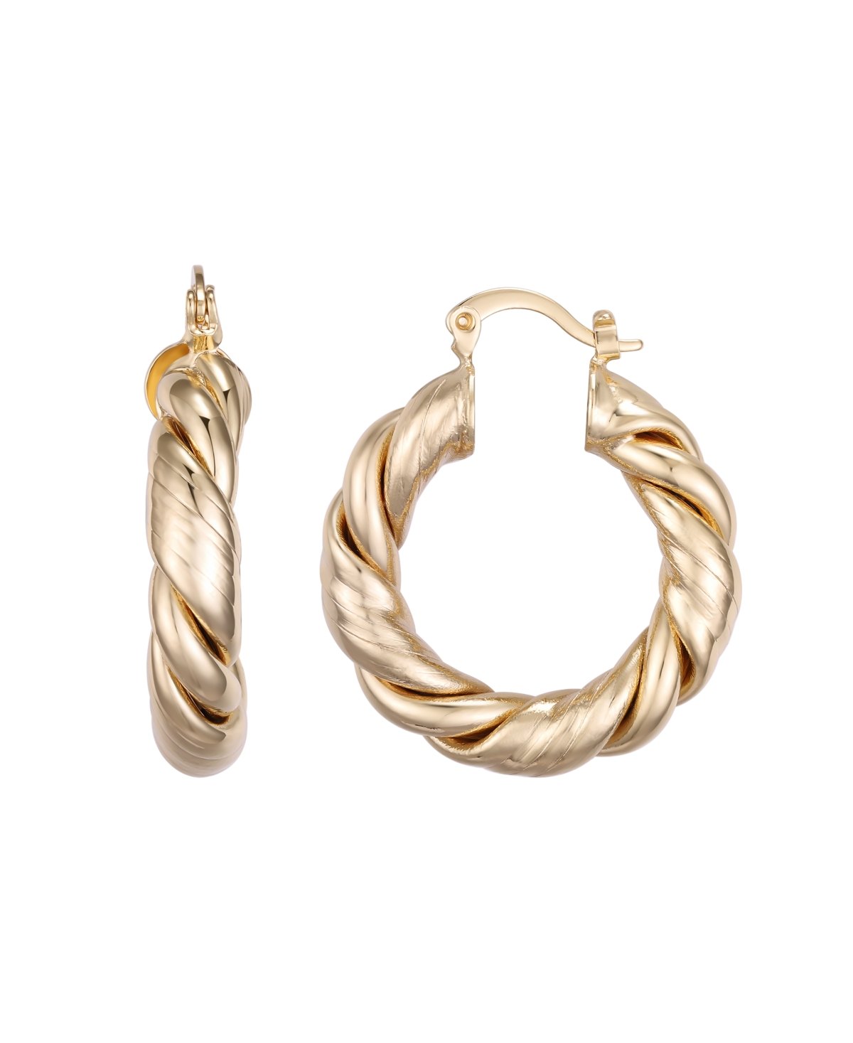 Macy's Gold-plated Twist Hoop Earrings In Gold