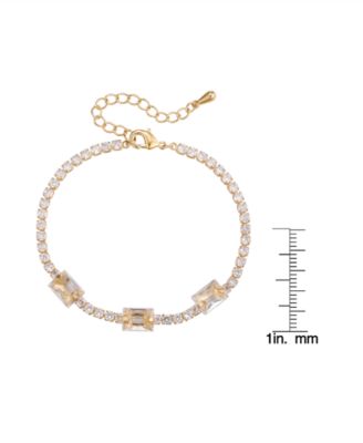 Cubic Zirconia Emerald Cut Laydown Bracelet