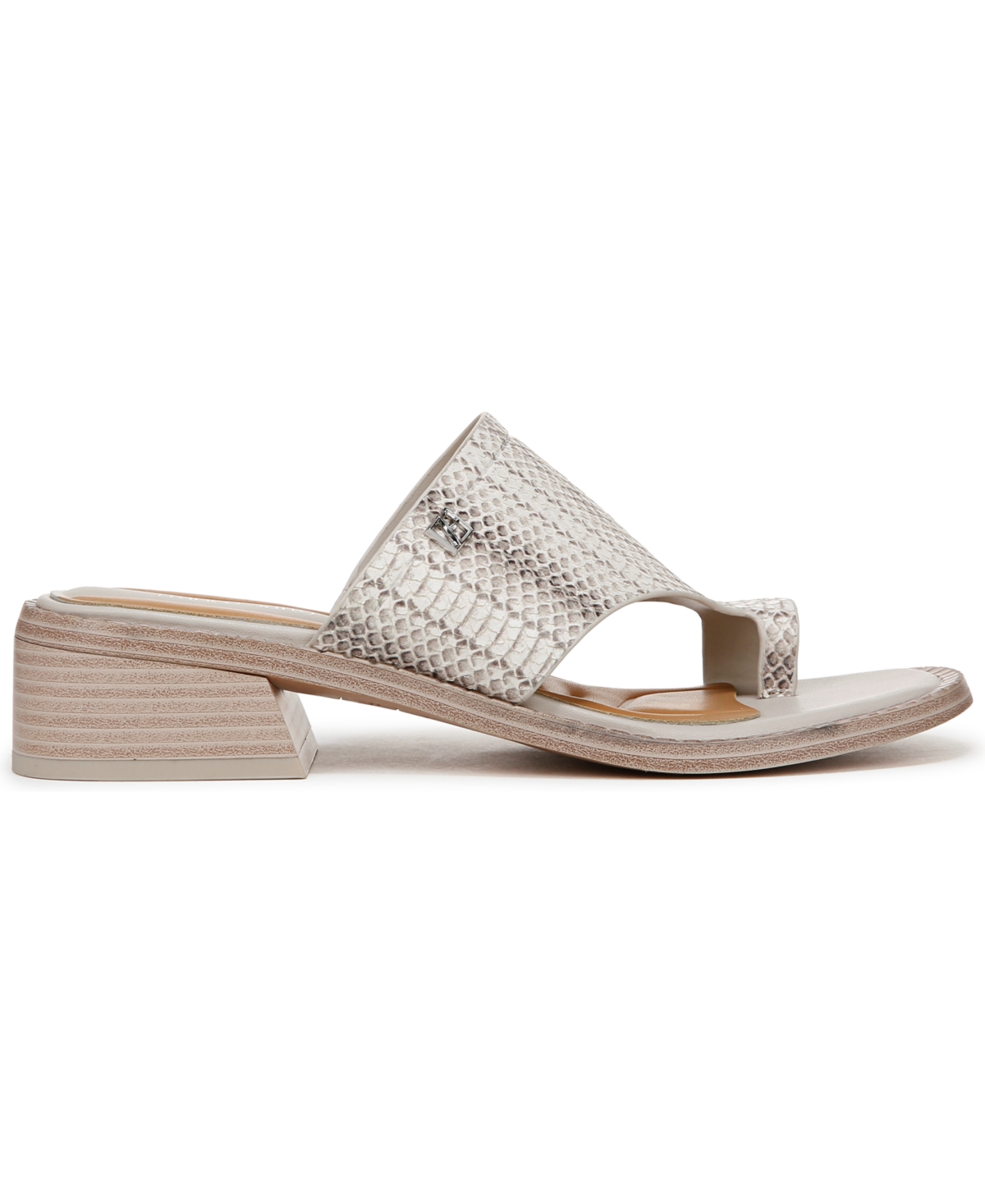 Franco Sarto Women's Sia Toe Loop Block Heel Slide Dress Sandals In Grey Snake Print Leather