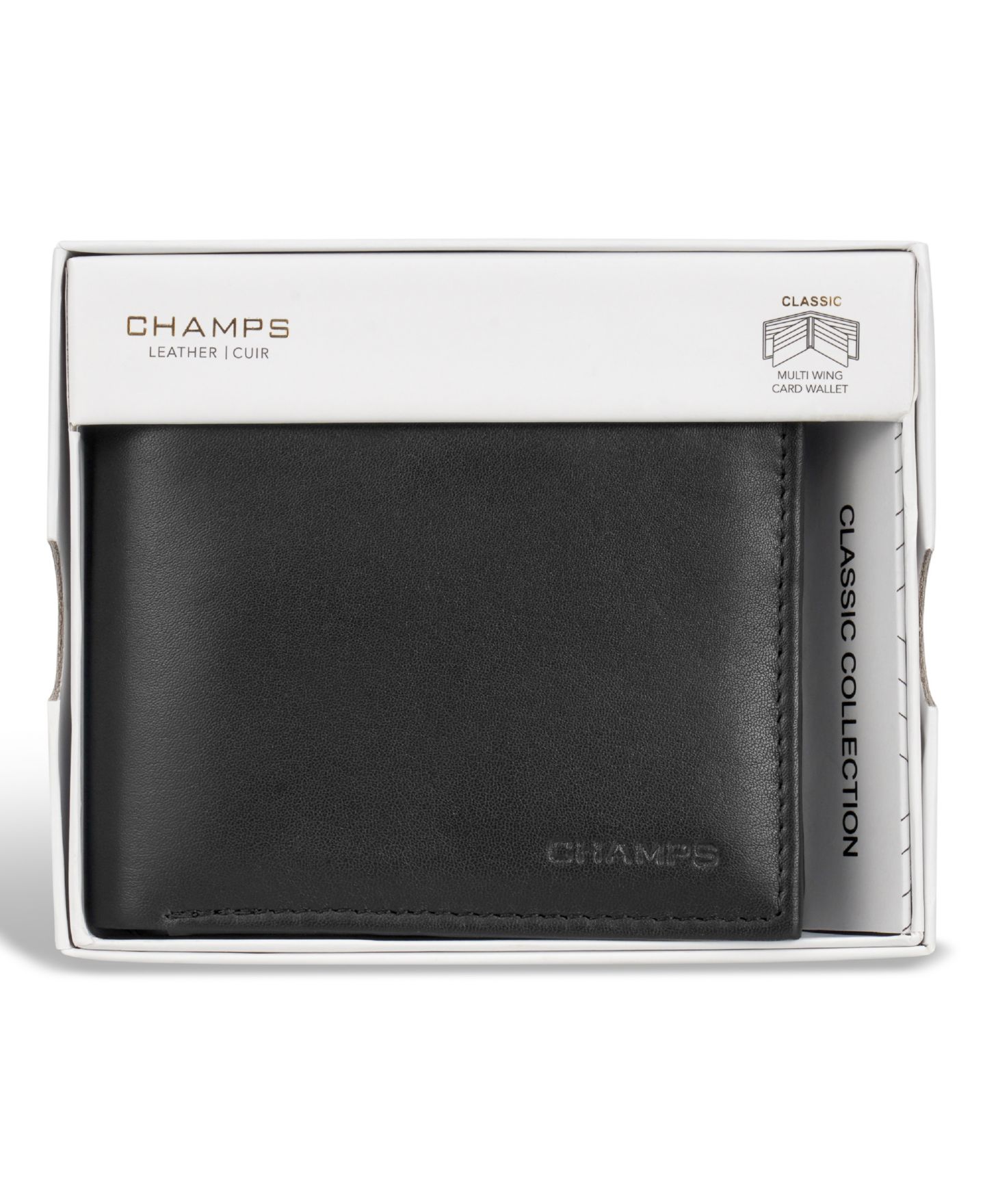 Мужской кошелёк CHAMPS Classic Collection Leather Multi-Wing Card Wallet, цвет: Чёрный — фото 6