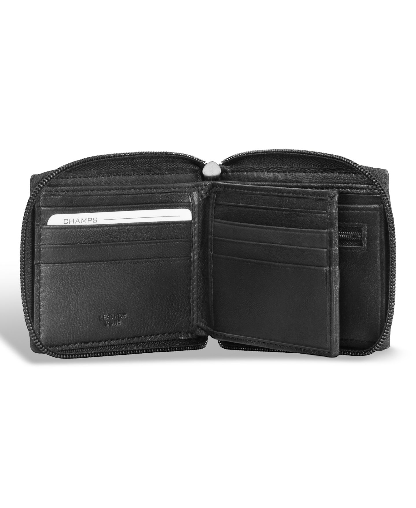 Мужской кошелёк CHAMPS Classic Collection Leather Zip-Around Wallet, цвет: Чёрный — фото 3