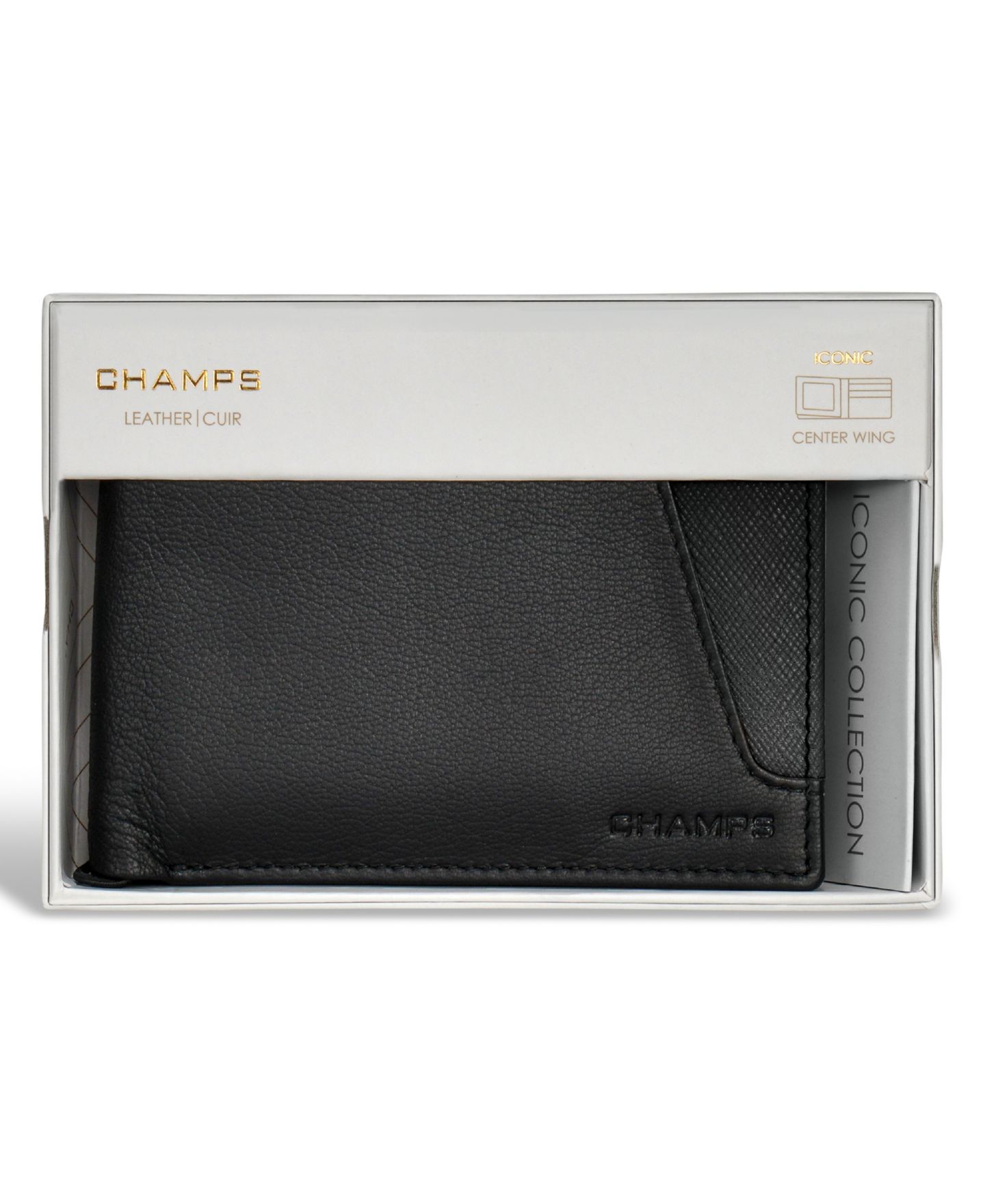 Мужской кошелёк CHAMPS Iconic Collection Leather Center Wing Wallet, цвет: Чёрный — фото 6