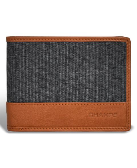 Мужской кошелёк CHAMPS Denim Collection Leather Top Wing Wallet, цвет: Чёрный
