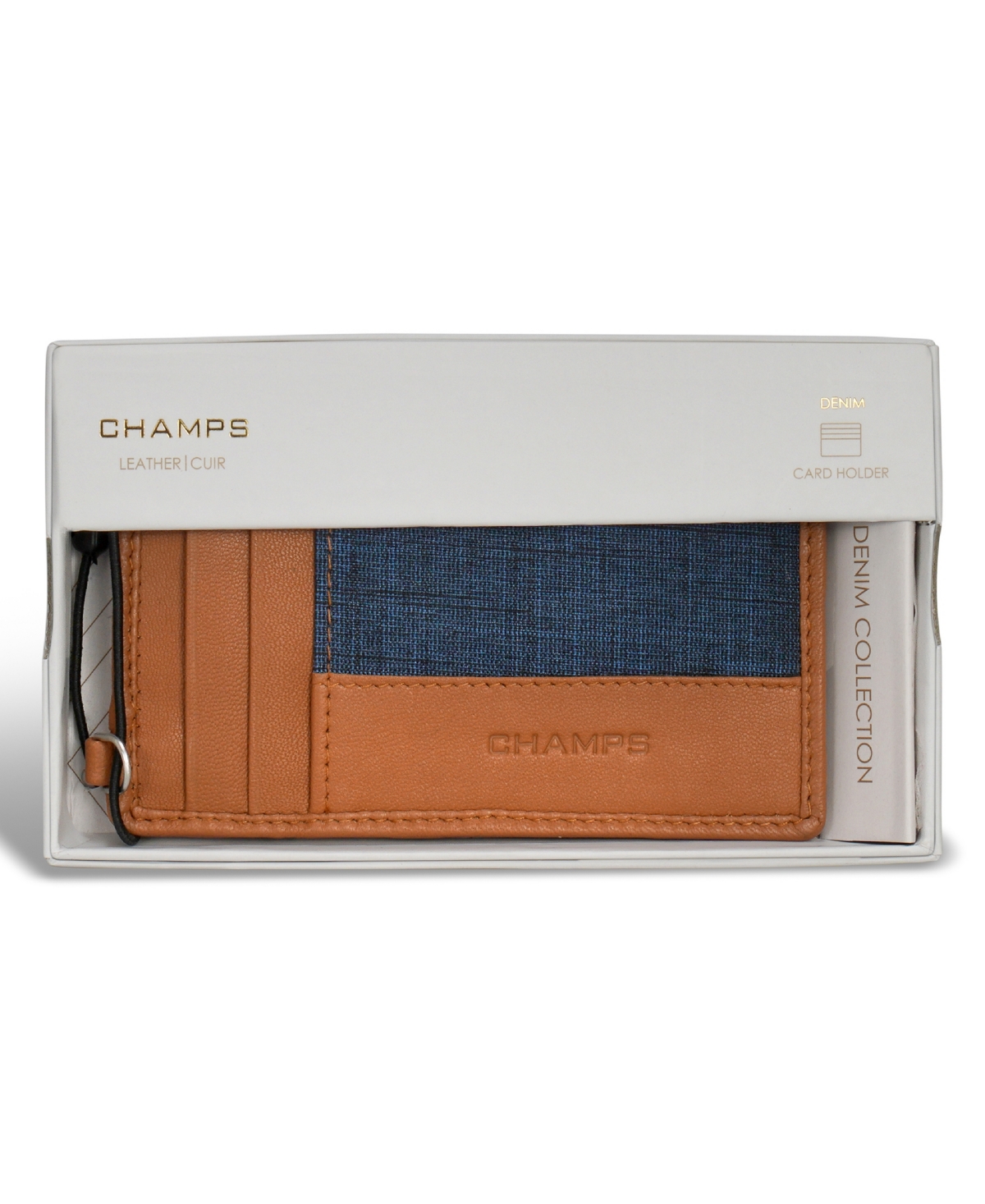 Shop Champs Men's Denim Collection Leather Slim Cardholder In Blue