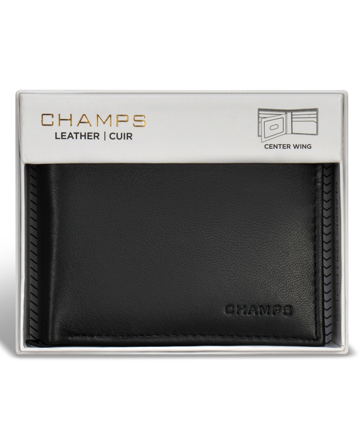 CHAMPS MEN'S CLASSIC COLLECTION LEATHER CENTER-WING WALLET 