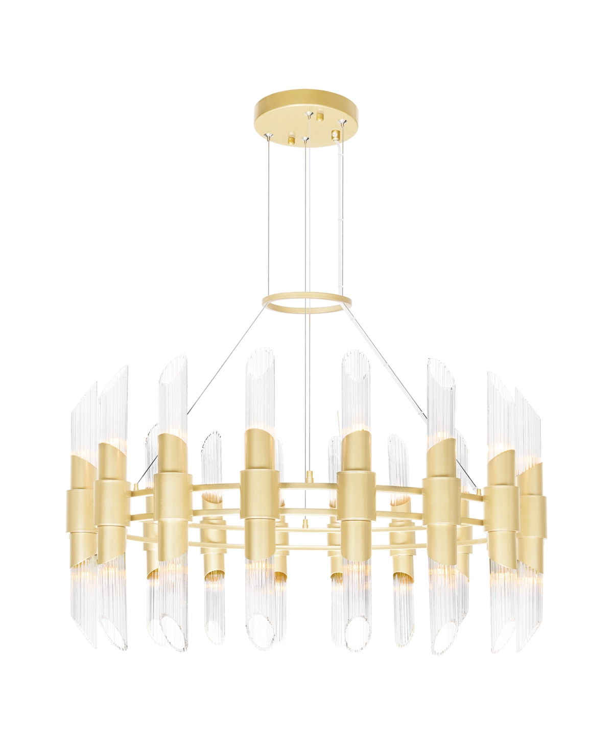 Cwi Lighting 22" Metal Croissant 36 Light Chandelier In Satin Gold
