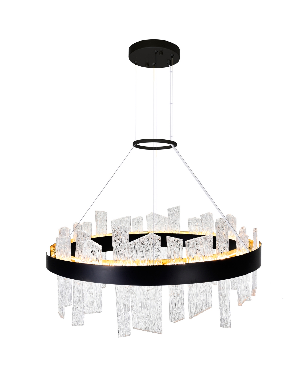 Shop Cwi Lighting 14" Metal Guadiana Led Chandelier In Black Satin Gold