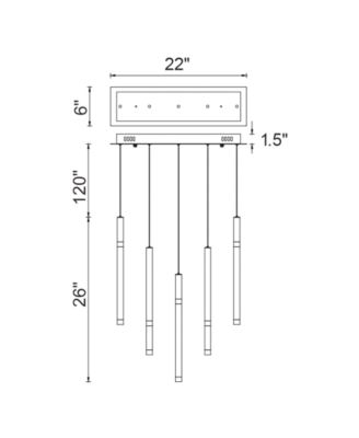 26" Metal Flute 5 Light LED Chandelier
