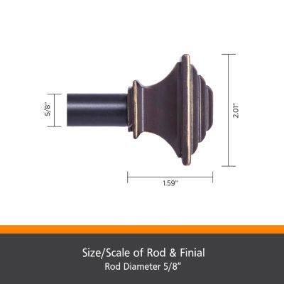 Kenney Fast Fit Mission 5/8 Inch Decorative Curtain Rod - Easy Install Window Treatment