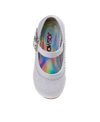 Toddler Dress Glitter Mary Jane Wedding Party Heels Flower Shoes with Hook and Loop Buckle