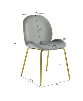 4PCS Velvet Dining Chair Accent Leisure Chair Armless Side Chair Green