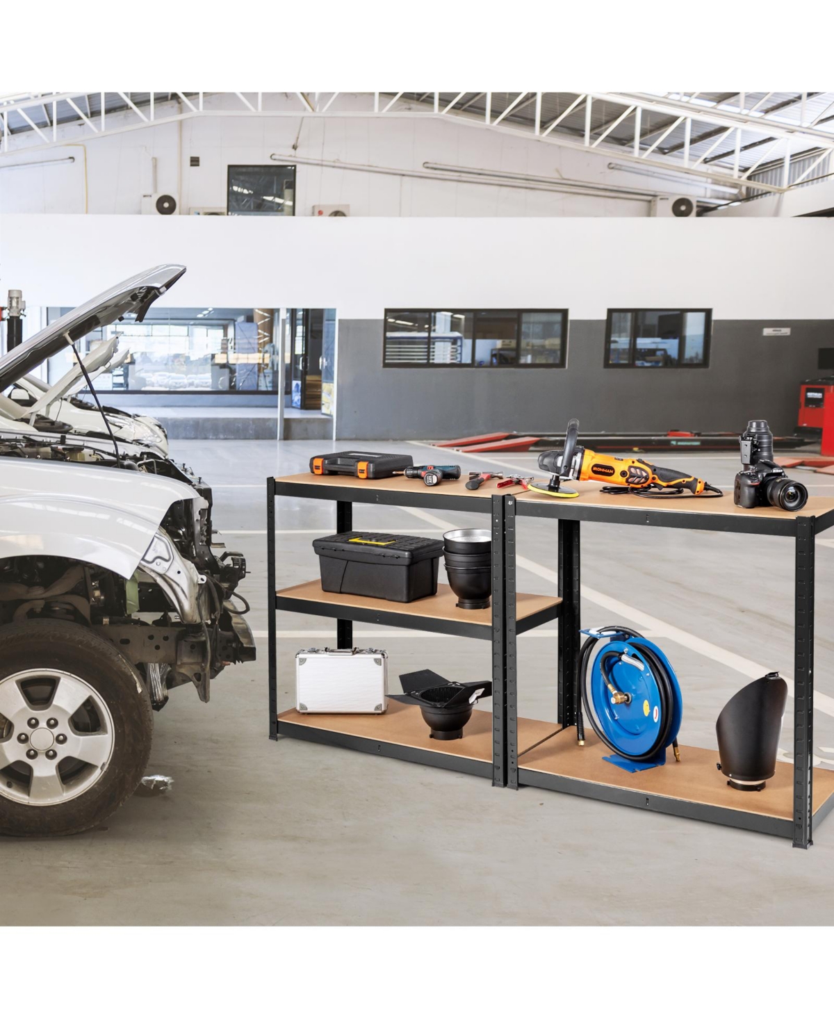 Sugift Adjustable Heavy Duty 4 Level Garage Tool Shelf Storage
