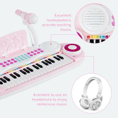 37 Keys Kids Toy Electronic Organ Portable Piano Keyboard w/ Microphone