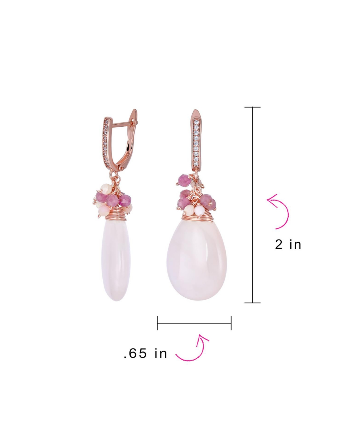 Bling Jewelry Natural Purple Amethyst Teardrop Drop Bead Accent Dangle Earrings Rose Gold