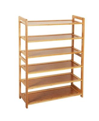 6-Tier Rectangular Wicker Shoe Rack Stylish Storage Solution for Shoes and Accessories
