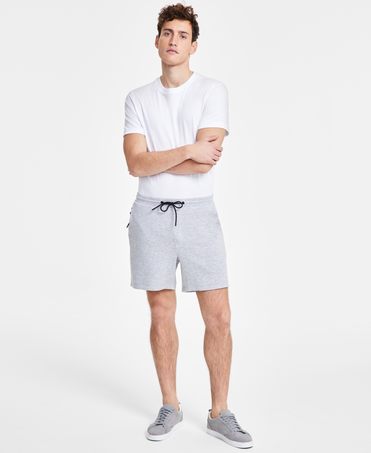 Men's Alfatech Drawstring Shorts, Exclusively at Macy's - Casual Grey Heather