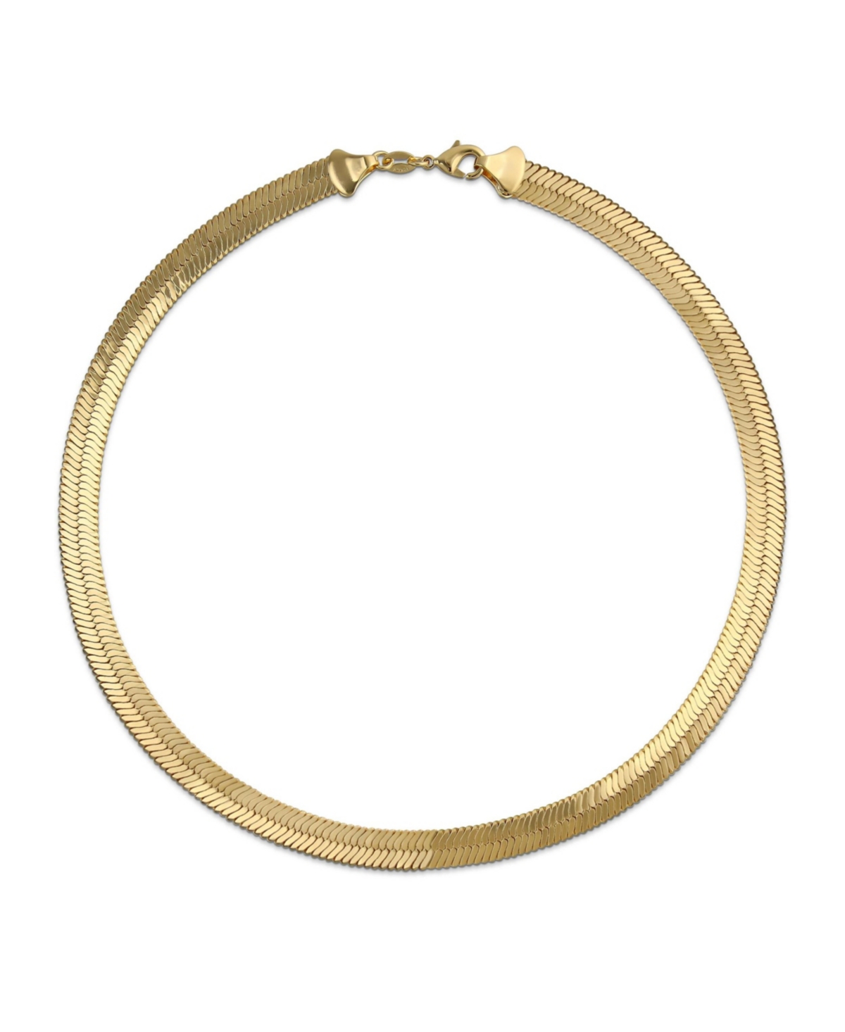 Flexible Flat Contoured Fit Collar Gold Tone Herringbone Snake Chain Omega Choker Necklace Flexible Contoured 15 Inch 5MM Wide - Yellow