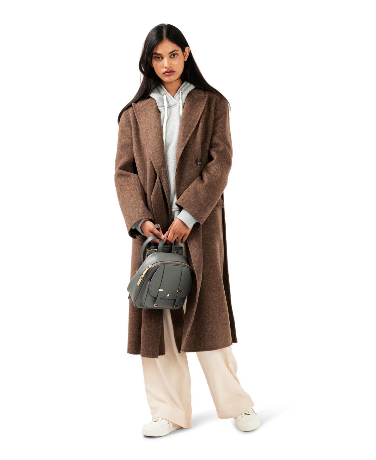 Right There Side Tie Coat - Brown