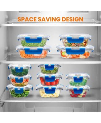 24-Piece Glass Food Storage Container Set with BPA-Free Airtight Locking Lids, Assorted Sizes - NCGLBU