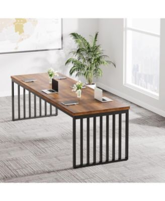 6.56 ft Conference Table for 6-8 People,Industrial Long Business Table, Large Rectangle Meeting Seminar Table