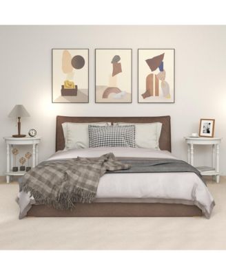 2-Tier Oval Wood End Table with Storage Shelf – Compact Sofa Side Nightstand