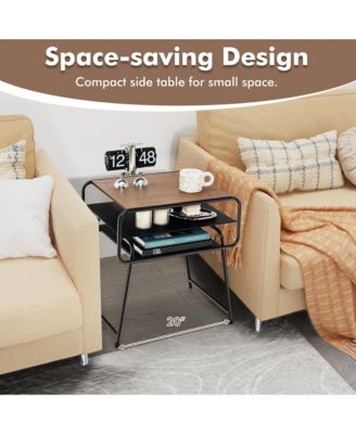 3-tier Side End Sofa Display Table Compact Nightstand for Bedroom Living Room